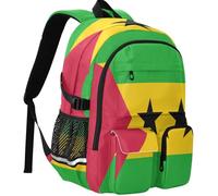 GuoChe Sac à dos étudiant résistant à l'usure taille unique avec boucle magnétique pour sac à dos d'école, Drapeau national de S?o Tomé et Príncipe, One Size, Sacs à dos basiques polyvalents