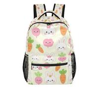 GuoChe Sac à dos léger à compartiments multiples pour garçons, sac de gym, sac à livres, sushi et chat, composition mignonne, Illustration mignonne de lapin carotte, M