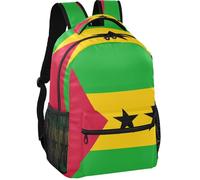 GuoChe Sac à dos minimaliste avec doublure en peau de pêche 6 compartiments pour adolescents de 7 à 18 ans pour voyage Drapeau national de S ?o Tomé