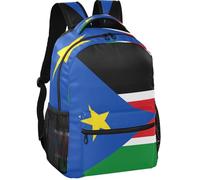 GuoChe Sac à dos minimaliste avec doublure en peau de pêche 6 compartiments pour adolescents de 7 à 18 ans pour voyage Drapeau du Zimbabwe, Drapeau national du Soudan du Sud, S, Sacs à dos d'écolier