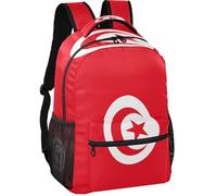GuoChe Sac à dos minimaliste avec doublure en peau de pêche 6 compartiments pour adolescents de 7 à 18 ans pour voyage Drapeau national de la Tunisie
