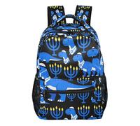 GuoChe Sac à dos multi-compartiments durable pour filles en avion, sac à dos de voyage, sac à dos double ombre dessin animé bête, Art candélabre ton bleu, Small