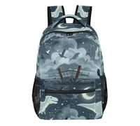GuoChe Sac à dos multi-compartiments durable pour filles en avion, sac à dos de voyage, sac à dos double ombre dessin animé bête, Squelette clair de lune, Medium