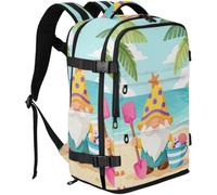 GuoChe Sac à dos pour ordinateur portable en tissu durable Capacité 20 l | Avec compartiment à chaussures indépendant pour faire du shopping, nain de plage coloré sous les palmiers pour femme mignon