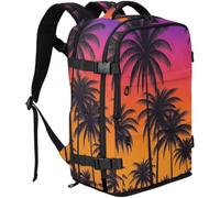 GuoChe Sac à dos pour ordinateur portable en tissu sergé Capacité 20 l | Avec panneau arrière respirant pour salle de sport, palmiers, coucher de soleil, paradis tropical, plage, cocotier