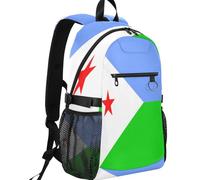 GuoChe Sac à dos pour ordinateur portable résistant à l'eau Capacité 20 l avec bretelles réglables pour l'école, Drapeau national de Djibouti, One Size, Sacs à dos basiques polyvalents