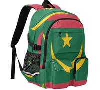 GuoChe Sac à dos pour ordinateur portable résistant à l'usure Capacité 30 l avec sangle de bagage pour les trajets quotidiens, Drapeau national de la Mauritanie, taille unique