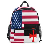 GuoChe Sac à dos pour tout-petits filles garçons enfants sac d'école S, Drapeau de la bataille des Templiers des États-Unis, M