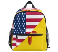 GuoChe Sac à dos pour tout-petits filles garçons enfants sac d'école S, Drapeau des États-Unis et du Nouveau-Mexique, S