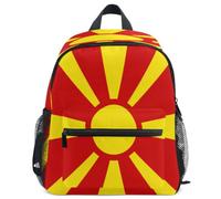 GuoChe Sac à dos pour tout-petits filles garçons enfants sac d'école S, Drapeau national de Macédoine du Nord, Small, Sac à dos