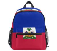 GuoChe Sac à dos pour tout-petits filles garçons enfants sac d'école S, Drapeau national d'Haïti, Medium, Sac à dos | Avec étiquette de nom pour 3-8 ans drapeau national d'Haïti