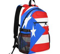 GuoChe Sac à dos résistant à l'eau, capacité de 20 l avec boucle de sangle latérale pour le travail, Drapeau de Porto Rico, One Size, Sacs à dos basiques polyvalents
