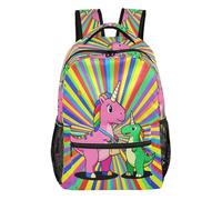 GuoChe Sac à dos robuste et durable pour enfants - Motif tête de licorne mignonne, Paire de bêtes arc-en-ciel à deux cornes, Small