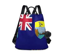 GuoChe Sac à dos tendance antivol pour le quotidien avec porte-clés à pompon, Drapeau de Sainte-Hélène, Ascension et Tristan Da, One Size, Sacs à dos de voyage