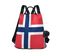 GuoChe Sac à dos tendance antivol pour le quotidien avec porte-clés à pompon, Drapeau national de la Norvège, One Size, Sacs à dos de voyage