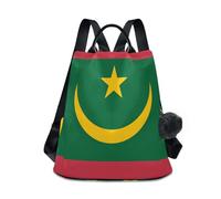 GuoChe Sac à dos tendance antivol pour le quotidien avec porte-clés à pompon, Drapeau national de la Mauritanie, One Size, Sacs à dos de voyage