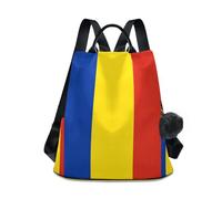 GuoChe Sac à dos tendance antivol pour le quotidien avec porte-clés à pompon, Drapeau national de la Roumanie, One Size, Sacs à dos de voyage