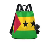 GuoChe Sac à dos tendance antivol pour le quotidien avec porte-clés à pompon, Drapeau national de S?o Tomé et Príncipe, One Size, Sacs à dos de voyage