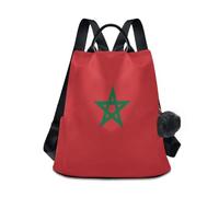 GuoChe Sac à dos tendance antivol pour le quotidien avec porte-clés à pompon, Drapeau national du Maroc, One Size, Sacs à dos de voyage