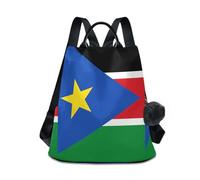 GuoChe Sac à dos tendance antivol pour le quotidien avec porte-clés à pompon, Drapeau national du Soudan du Sud, One Size, Sacs à dos de voyage