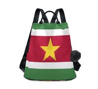 GuoChe Sac à dos tendance antivol pour le quotidien avec porte-clés à pompon, Drapeau national du Suriname, One Size, Sacs à dos de voyage