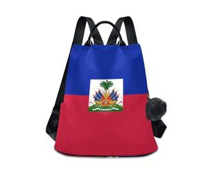 GuoChe Sac à dos tendance pour femme avec porte-clés à pompon pour voyage, travail, quotidien, Drapeau national d'Haïti, One Size, Sacs à dos de voyage