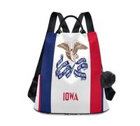 GuoChe Sac à dos tendance pour le collège, le voyage, le travail, tous les jours avec porte-clés pompon, Drapeau de l'État de l'Iowa, One Size, Sacs à dos de voyage