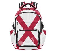 GuoChe Sac à dos transparent avec drapeau de l'État - Sac à dos de voyage robuste pour l'école, l'université, les voyages, âge 7-18 ans