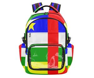 GuoChe Sac à dos transparent avec drapeau national de la République centrafricaine pour enfants, grande capacité, transparent, pour garçons, filles, enfants, 7-18 ans