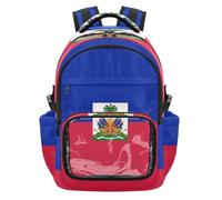 GuoChe Sac à dos transparent avec drapeau national d'Haïti pour enfants de 7 à 18 ans
