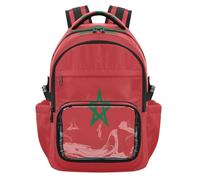 GuoChe Sac à dos transparent avec drapeau national du Maroc pour enfants - Joli sac à dos robuste transparent pour garçons et filles de 7 à 18 ans