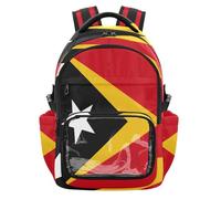 GuoChe Sac à dos transparent pour enfant pour école, sac à dos robuste avec sangles renforcées pour l'école, l'université, les voyages - 7 à 18 ans, Drapeau national du Timor-Leste, One Size, Sacs à