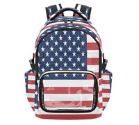 GuoChe Sac à dos transparent pour enfant pour école, sac à dos robuste avec sangles renforcées pour l'école, l'université, les voyages - 7 à 18 ans, Drapeau des États-Unis d'Amérique, taille unique