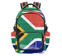 GuoChe Sac à dos transparent pour enfant pour école, sac à dos robuste avec sangles renforcées pour l'école, l'université, les voyages - 7 à 18 ans, Drapeau Afrique du Sud, One Size, Sacs à dos