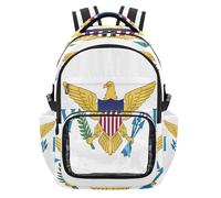 GuoChe Sac à dos transparent pour enfant pour école, sac à dos robuste avec sangles renforcées pour l'école, l'université, les voyages - 7 à 18 ans, Drapeau des îles Vierges américaines, One Size