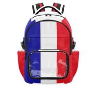 GuoChe Sac à dos transparent pour enfant pour école, sac à dos robuste avec sangles renforcées pour l'école, l'université, les voyages - 7 à 18 ans, Drapeau France, One Size, Sacs à dos d'écolier pour