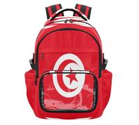GuoChe Sac à dos transparent pour enfant pour école, sac à dos robuste avec sangles renforcées pour l'école, l'université, les voyages - 7 à 18 ans, Drapeau national de la Tunisie, One Size, Sacs à