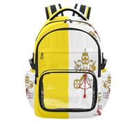 GuoChe Sac à dos transparent pour enfant pour école, sac à dos robuste avec sangles renforcées pour l'école, l'université, les voyages - 7 à 18 ans, Drapeau de la Cité du Vatican, One Size, Sacs à dos