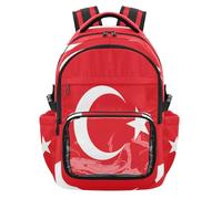 GuoChe Sac à dos transparent pour enfant pour école, sac à dos robuste avec sangles renforcées pour l'école, l'université, les voyages - 7 à 18 ans, Drapeau national de la Turquie, One Size, Sacs à