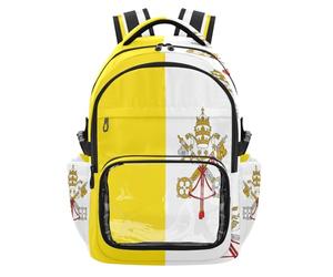 GuoChe Sac à dos transparent pour enfant pour école, sac à dos robuste avec sangles renforcées pour l'école, l'université, les voyages - 7 à 18 ans, Drapeau de la Cité du Vatican, One Size, Sacs à dos