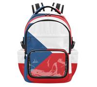 GuoChe Sac à dos transparent pour l'école - Grande capacité - Sac à dos transparent pour garçons et filles - 7 à 18 ans, Drapeau national de la République tchèque, One Size, Sacs à dos d'écolier pour