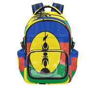 GuoChe Sac à dos transparent résistant à l'eau avec compartiment pour ordinateur portable pour adolescents, garçons et filles, 7 à 18 ans, Drapeau de la Nouvelle-Calédonie (variante), taille unique