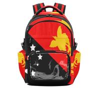 GuoChe Sac à dos transparent résistant à l'eau avec compartiment pour ordinateur portable pour adolescents, garçons et filles, 7 à 18 ans, Drapeau national de la Papouasie-Nouvelle-Guinée, One Size