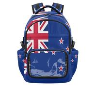 GuoChe Sac à dos transparent résistant à l'eau avec compartiment pour ordinateur portable pour adolescents, garçons et filles, 7 à 18 ans, Drapeau national de la Nouvelle-Zélande, One Size, Sacs à dos
