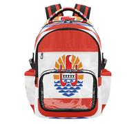 GuoChe Sac à dos transparent résistant à l'eau avec compartiment pour ordinateur portable pour adolescents, garçons et filles, 7 à 18 ans, Drapeau de la Polynésie française (variante), taille unique