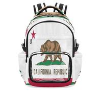GuoChe Sac à dos transparent très résistant pour l'école, l'université, les voyages, âge 7-18 ans, Drapeau de l'état de Californie, One Size, Sacs à dos d'écolier pour enfants