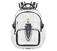 GuoChe Sac à dos transparent très résistant pour l'école, l'université, les voyages, âge 7-18 ans, Drapeau de l'État du Massachusetts, One Size, Sacs à dos d'écolier pour enfants