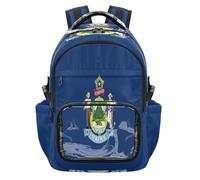 GuoChe Sac à dos transparent très résistant pour l'école, l'université, les voyages, âge 7-18 ans, Drapeau de l'État du Maine, One Size, Sacs à dos d'écolier pour enfants