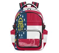 GuoChe Sac à dos transparent très résistant pour l'école, l'université, les voyages, âge 7-18 ans, Drapeau de l'État de Géorgie, One Size, Sacs à dos d'écolier pour enfants
