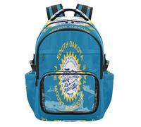 GuoChe Sac à dos transparent très résistant pour l'école, l'université, les voyages, âge 7-18 ans, Drapeau de l'État du Dakota du Sud, taille unique